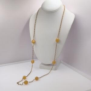 J. Crew Gold Chain Necklace with Yellow Beads